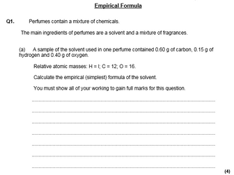 Empirical Formula Exam Questions (with mark scheme)