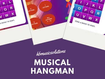 Musical Hangman Instruments Extended Interactive Game.