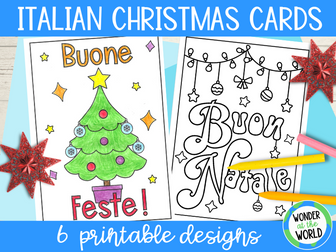 Italian Christmas cards to print and colour