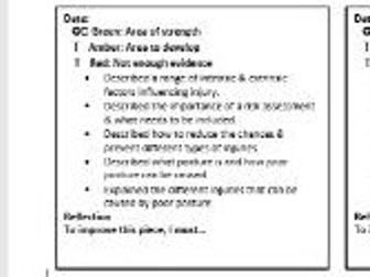 OCR Sport Science Level 2 - Unit 1: Feedback Sheets