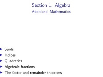 WJEC L2 Additional Maths — Section 1. Algebra