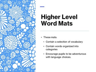 Higher Level Vocabulary Word Mats