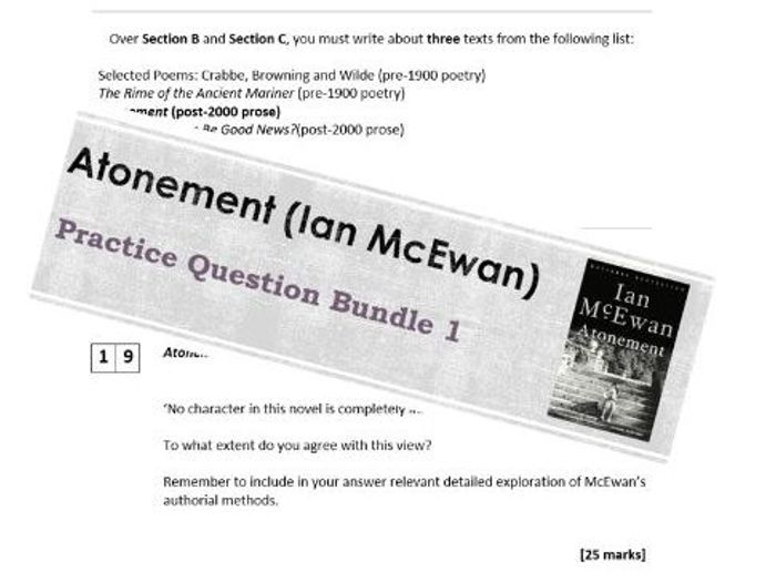 AQA (A-Level) English Literature B Practice Question Bundle (Section B ...