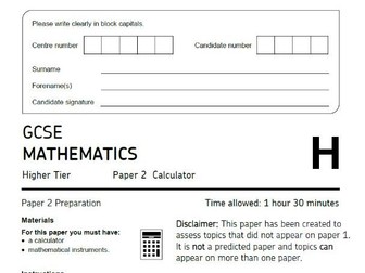 AQA GCSE Maths Higher "Predicted" Paper 2 (2019) - Paper A