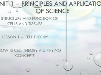 Cell Theory - BTEC Applied Science / Forensic and Criminal Investigations