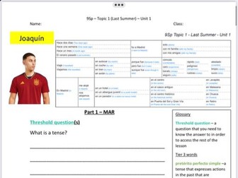 Year 9 Spanish Topic 1 - Last Summer - Unit 1 -  EPI Booklet with PPT resources