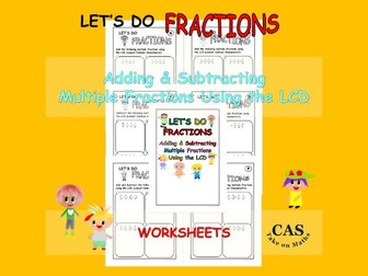 Grades 5 to 8 Fractions-Adding & Subtracting Multiple Fractions with Different Denominators