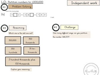 Partition numbers to 1,000,000 - Year 5 place value