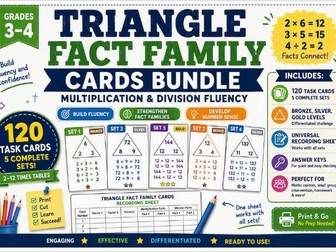 Triangle Fact Family Cards Recording Sheet | Multiplication & Division Fluency | Grades 3–4