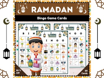 Ramadan Bingo Game Cards : Vocabulary Building Game for Young Learners