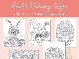 Easter Coloring Pages - Set of 5