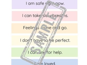 Calming Affirmations for Kids Feeling Anxious  -  Printable A3 Poster