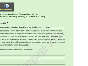 La Haine Workshop - reading, writing & translation group carousel activity