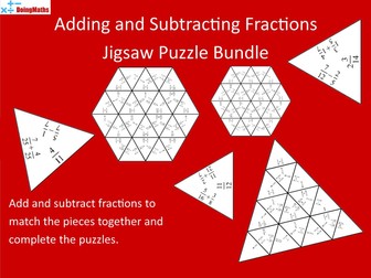 Adding and Subtracting Fractions Differentiated Jigsaw Bundle