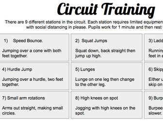 Social Distanced PE - Circuit Training