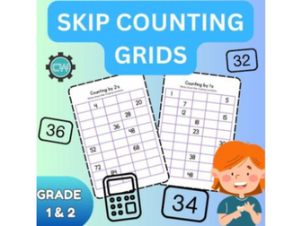 Math Skip Counting Grids: Enhance Number Sense and Fluency Grades 1 & 2