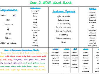 Year 2 English Wow Word Bank