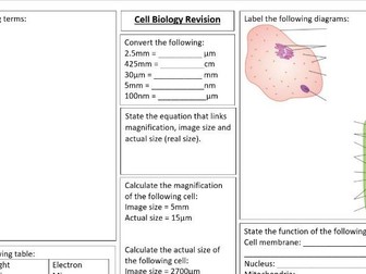 AQA Cell Biology Revision Mat
