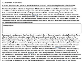 USA Politics Comparative Model Answers