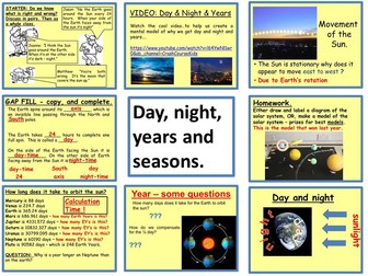 Day, night, years and seasons. KS3 Complete Science lesson, ready to use.
