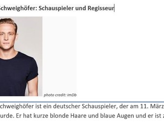 KS3/GCSE German Celebrity Culture Reading