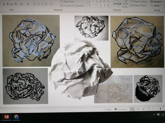 Martin Creed Paper Ball interview observational drawing task. Mixed dry media. KS3 or 4 (1 lesson)