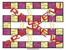 Present Simple Tense with Positive and Negative Statements and Contractions Chutes and Ladders Board
