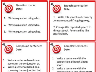 Writing Target Cards