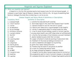 Hospitals and Injuries Explanations-Definitions
