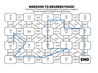 Radians to degrees maze