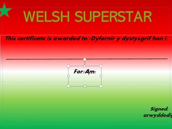Welsh Superstar certificate