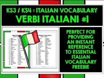ITALIAN VERBS LIST FREEBIE