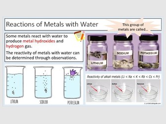 Chemical Reactions- Reactions of Metal with Oxygen, Water or Acids (3 lessons)