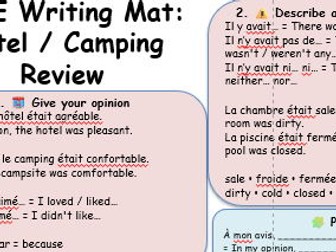 Hotel and Camping Review Writing Mat