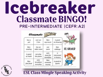 ESL Icebreaker Bingo for Pre-Intermediate Level