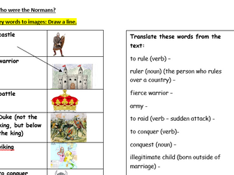 History - Normans - EAL worksheet