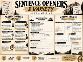 Sentence Openers & Variety | Year 6 Writing Worksheet, Posters & Suggested Answers