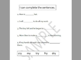 I can complete the sentences - 'y' words group 5