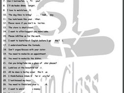 Confusing Verbs 1 Page BW Worksheet