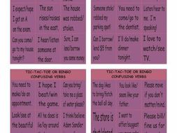 Confusing Verbs Tic-Tac-Toe or Bingo