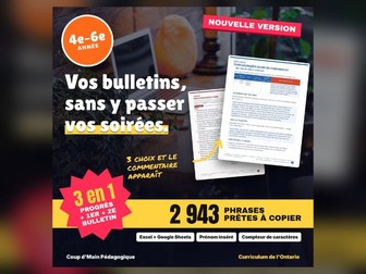 French Report Card Comment Generator Ontario Grades 4-6 | Commentaires bulletin