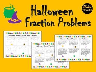 Halloween Fraction Word Problem Sheets Differentiated with Answers