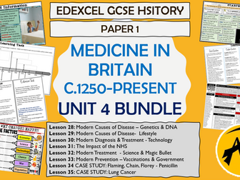 GCSE History Edexcel: Medicine in Britain UNIT 4 (1900-Present) Bundle