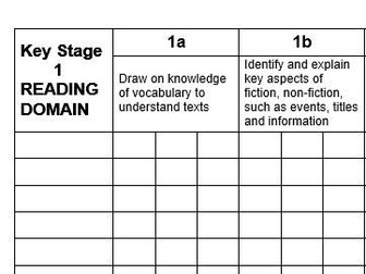 Key Stage 1 Reading Domain Assessment Record