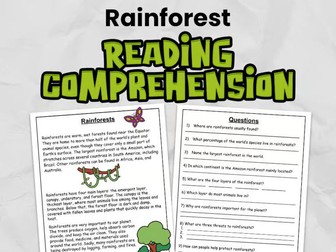 Rainforests Reading Comprehension for KS2 (Grades 3 - 5) | Guided Reading Task