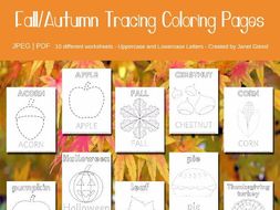 Fall-Autumn Tracing Coloring Pages