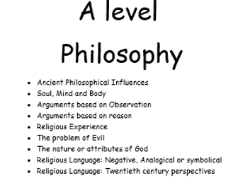 OCR A level Religious Studies - Philosophy keywords and definitions