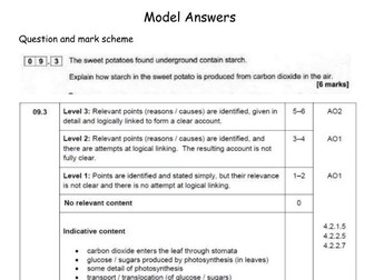 Carbon Cycle Photosynthesis Model Answer AQA GCSE Biology