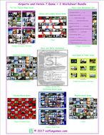 Airports and Hotels 7 Game Plus 2 Worksheet Bundle