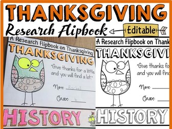 THANKSGIVING EDITABLE FLIPBOOK: INFORMATION REPORT WRITING RESEARCH TEMPLATES